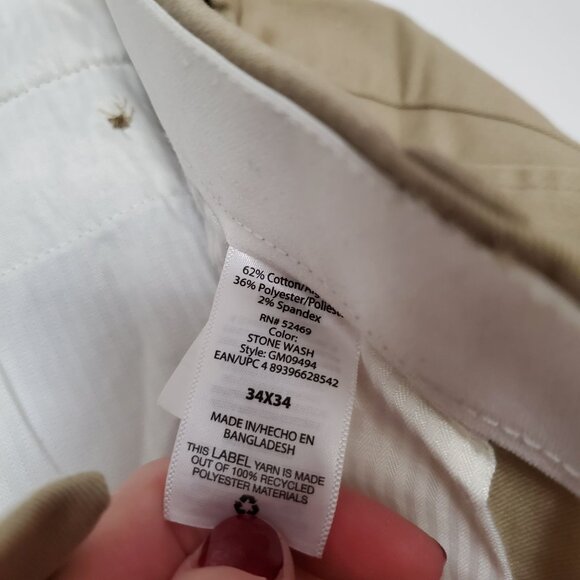 George Khaki Straight Fit Chino Pants Stone Wash 34x34 - Picture 5 of 8